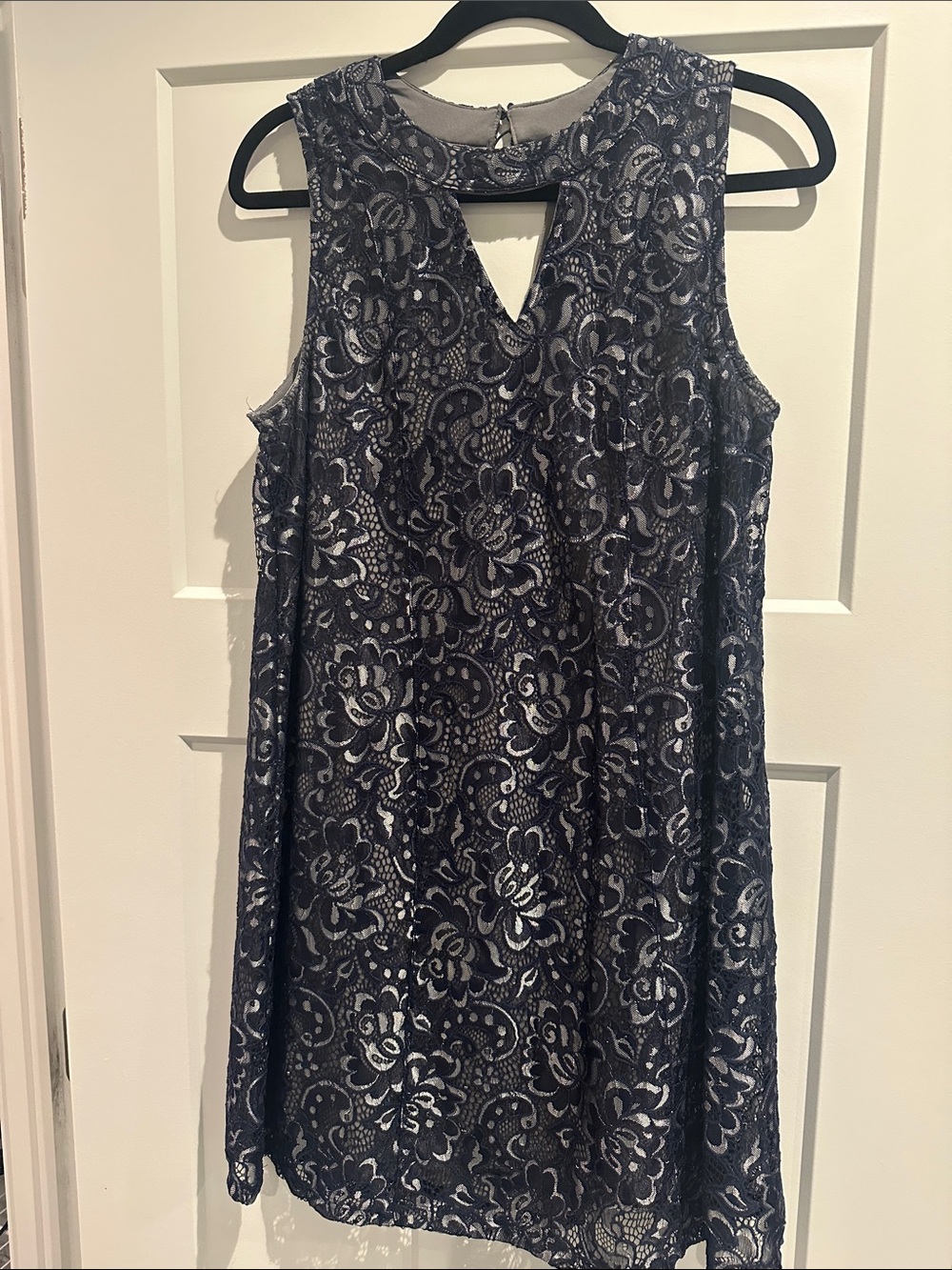 Maurices Navy Lace Mini Dress with Keyhole Neck